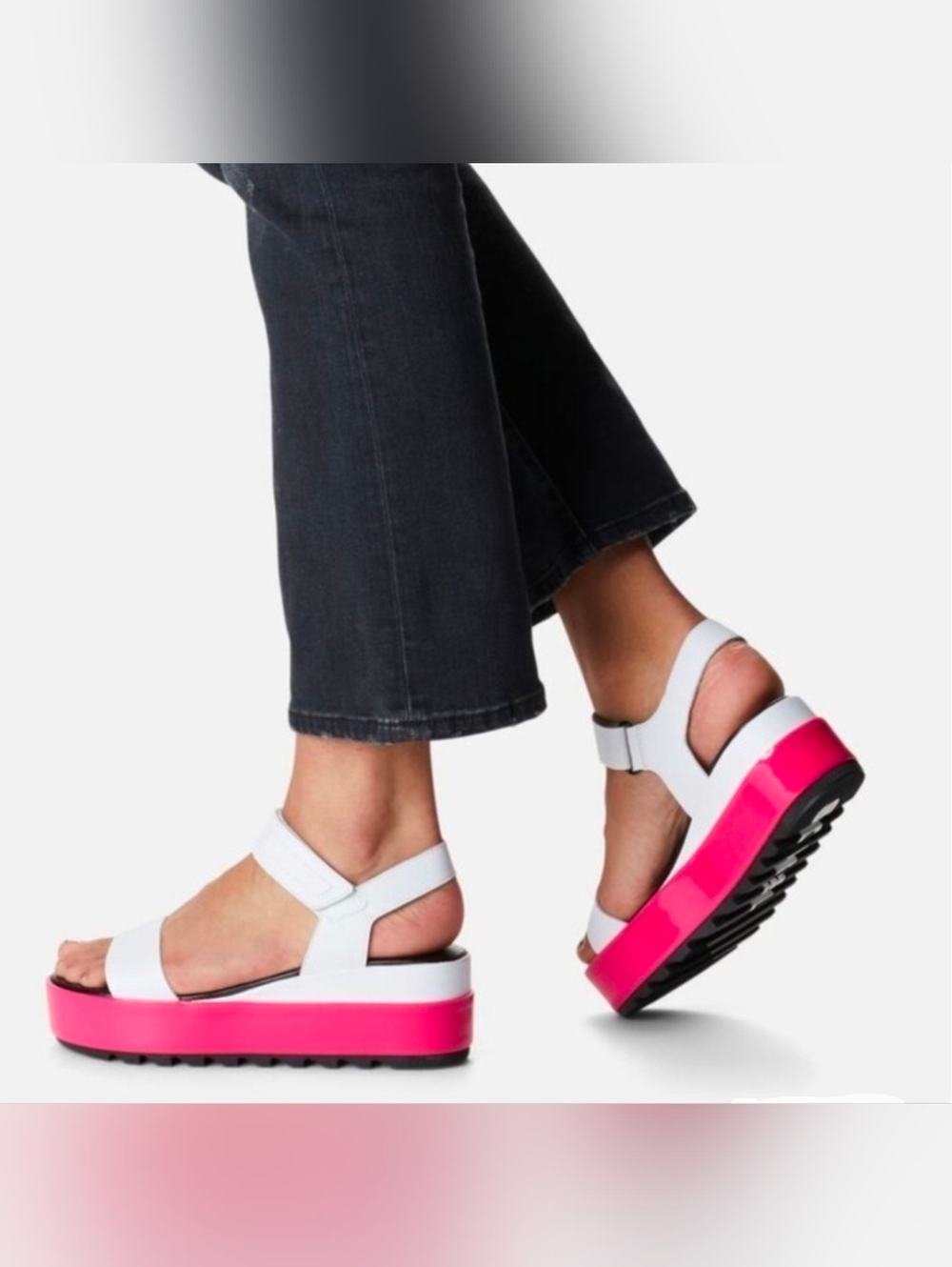 SOREL Cameron Flatform Sandals US 10 White Punch Pink Platform